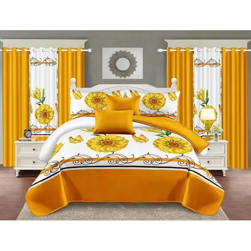 Bedruckte Bettlaken Set Baumwolle King Size Vorhänge und Bettwäsche Quilt Bettwäsche Set Vintage Vorhang