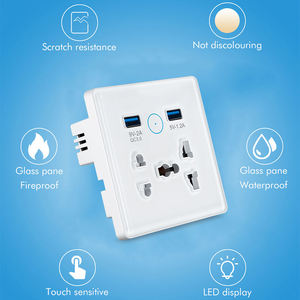 批发玻璃面板通用插座定时器遥控墙图雅WiFi USB 5孔BLE智能插座 - Product Image 5