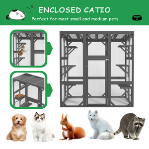 Catio Outdoor Enclosure Cat House Wooden Cage Large <strong>Feral</strong> Cat Shelter for Mulitiple Cats with Six Platforms - Product Image 5