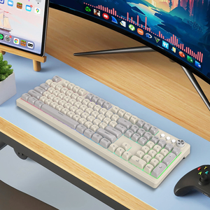 Teclado de membrana con cable de 108 teclas OEM ODM Office iluminación RGB personalizada con perilla de control de volumen - Product Image 3
