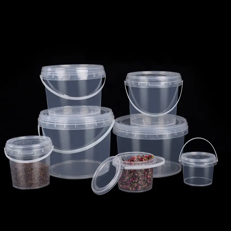 64 Unzen Kunststoff Deli Behälter mit Deckel Deli Lebensmittel behälter Großer runder klarer Eimer für Eis suppe Küche Lebensmittel lagerung