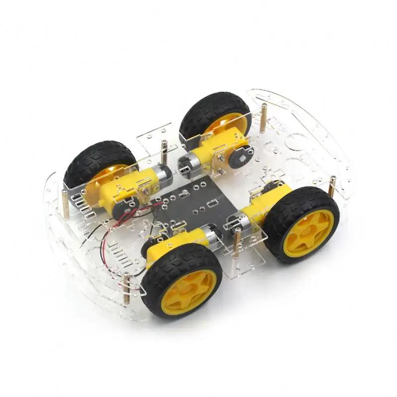 Kits de châssis de voiture robot intelligent 4WD avec encodeur de vitesse kit de voiture rc moteur magnétique puissant avec disque de code/double couche/simple couche