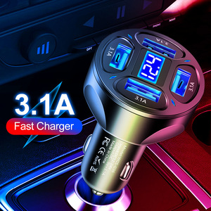 卸売4-In-1 3.1Aデジタルディスプレイ付きカーチャージャー4ポートUSB電源電圧充電器1対4マルチポートカーチャージャー - Product Image 2