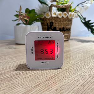 Per il bambino a batteria Timer da cucina bianco da tavolo sveglia digitale con temperatura calendario giorno conto alla rovescia Timer da cucina - Product Image 3