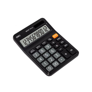 Deli EM222C 12-<strong>Digit</strong> Widescreen Portable Desktop Calculator Mini Black Plastic Office Study <strong>Computer</strong> 80pcs/set per Carton - Product Image 1