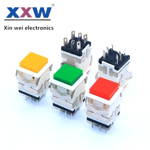 Key <strong>Switch</strong> KD2-23 Without Light Self-locking square Button Square Power <strong>Switch</strong> 6 Pin Holes 17 X 17mm - Product Image 3