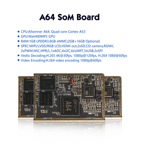 Allwinner A64 <strong>Quad</strong> <strong>Cortex</strong>-A53 1GB 8GB A64 <strong>Core</strong> Board For <strong>ARM</strong> Embedded Industrial Board And lvds Controller Board - Product Image 2