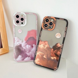 Ins tarzı ay bulut moda marka çerçeve şeffaf telefon kılıfı kapak iPhone 14 yumuşak TPU tampon kılıf ile kamera koruma - Product Image 3