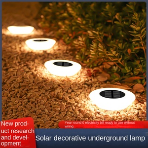 Garden Ground Solar Lights 14 <strong>LED</strong> Round ABS White/Warm IP65 Waterproof Polysilicon Court <strong>Yard</strong> Decoration Stake <strong>Lamps</strong> - Product Image 2
