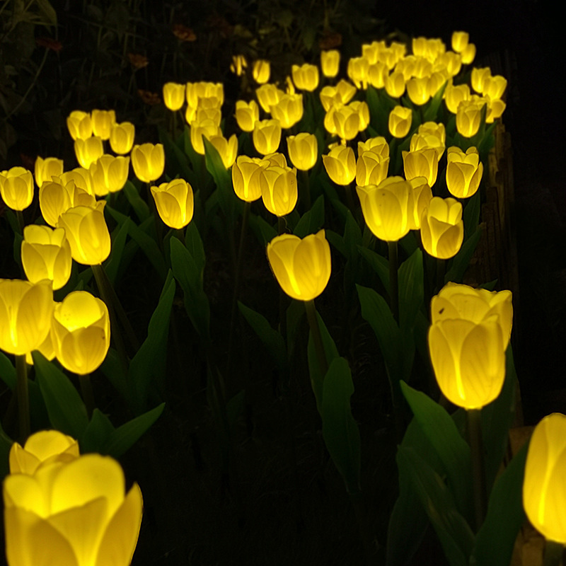 PVC Tulip Lantern - Yellow (Solar-Powered Version)