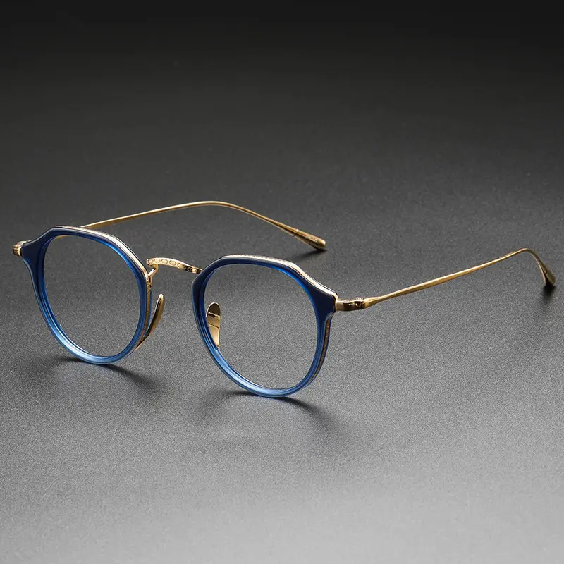 Marcos de titanio puro de alta calidad 1113, gafas ópticas de marca de lujo Vintage, gafas redondas personalizadas para miopía, gafas para hombres, montura de acetato
