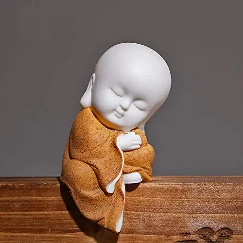 Weiße Keramik kleine süße Buddha Statue Mönch Figur kreative Baby Handwerk Puppen Ornamente Geschenk klassische chinesische zarte Keramik