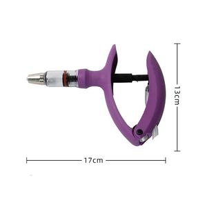 Jeringas automáticas de plástico púrpura de 5ML, pistolas de inyección veterinarias ajustables para inyección continua de vacuna - Product Image 4