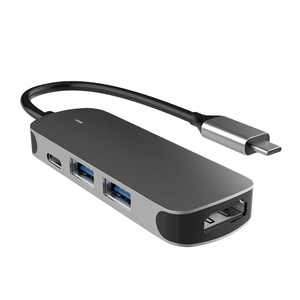 <strong>USB</strong> <strong>C</strong> Hub Multiport <strong>Adapter</strong> 4 in 1 with HDTV 4K <strong>Type</strong>-<strong>c</strong> 3.0 Ports and 100W Power Delivery Qianji HUB 5 in 1 for Laptop MacBook - Product Image 1
