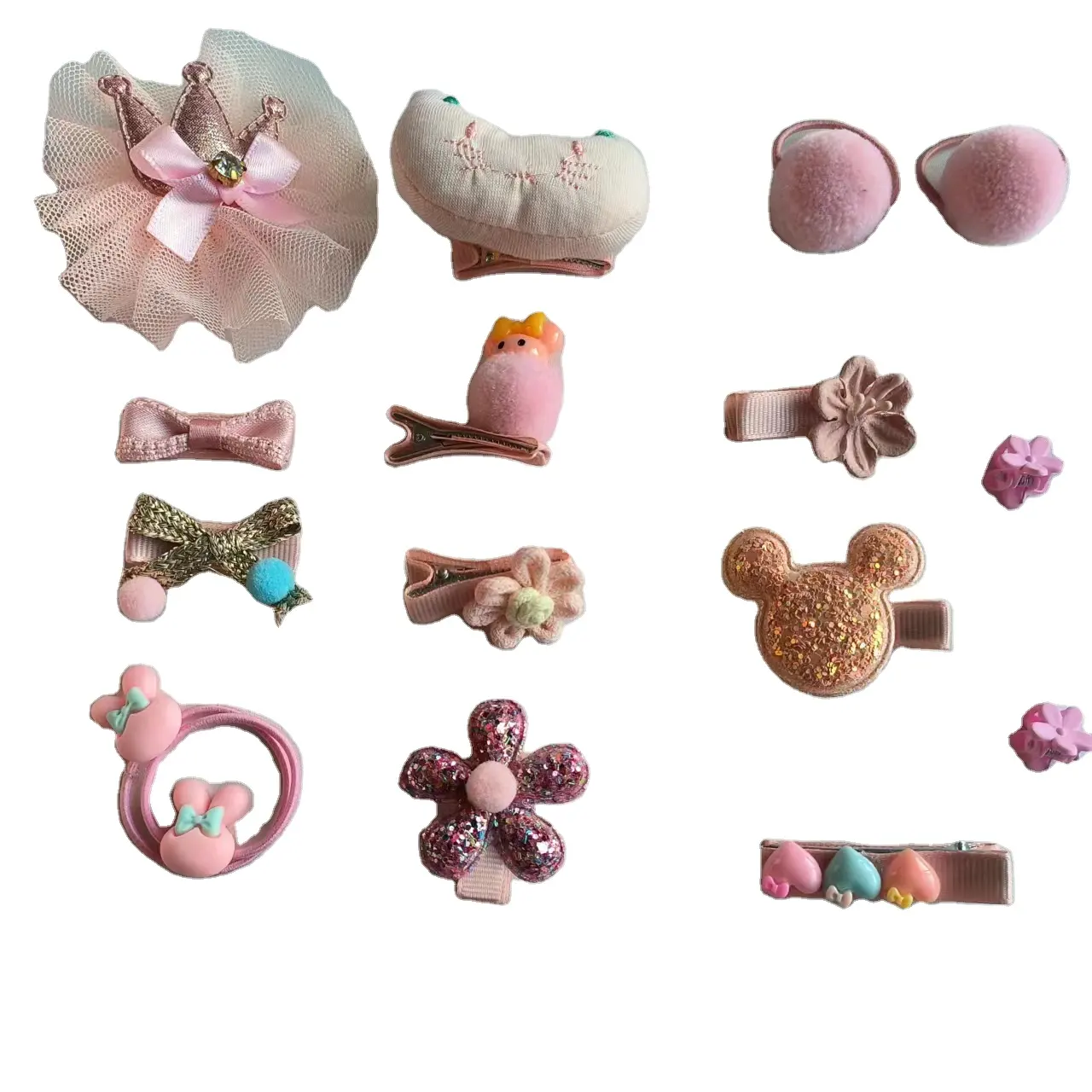 Pinces à cheveux pour bébé fille avec nœud de lapin de dessin animé mignon à fleurs épingles à cheveux ensembles d'accessoires pour cheveux