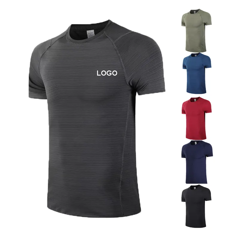 Atacado 89 11spandex do poliéster logotipo personalizado respirável esportes t-shirt dos homens dry fit camisas atlético ginásio