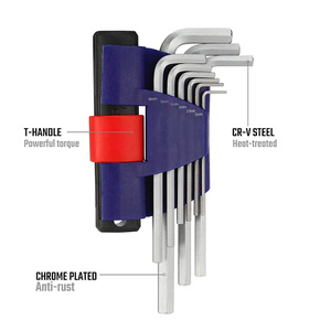 9Pc Long Arm <strong>Hex</strong> <strong>Key</strong> Set Allen Wrench Set With T-Handle and Metric Long Arm <strong>Hex</strong> <strong>Key</strong> - Product Image 2