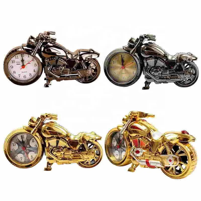 Vintage Home Clock Fashion Personalized Golden Retro Steam Train Motorcycle Model Bedroom Desk Alarm Clock Best Gifts