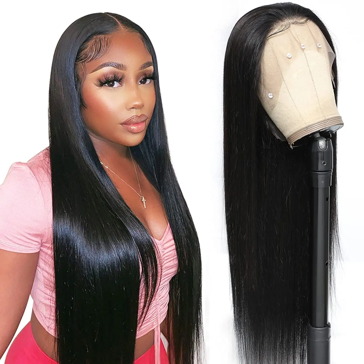 Perruque Full Lace Wig brésilienne naturelle, cheveux vierges, 4x4 HD, avec Baby Hair, densité 150 180, pour femmes africaines, vente en gros