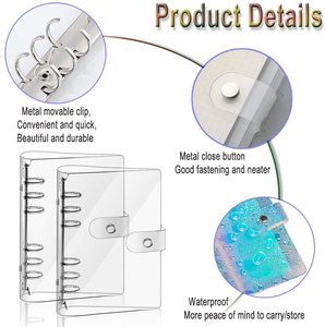 A6 coperchio per raccoglitore in PVC trasparente coperchio per raccoglitore a 6 anelli chiusura con bottone a pressione cartelle a fogli mobili protezione per guscio per Notebook morbida ricaricabile