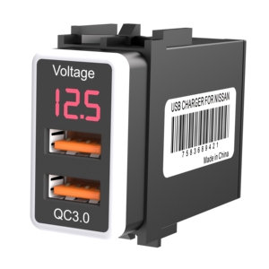 CHELINK çift USB bağlantı noktası QC 3.0 hızlı şarj adaptörü dijital LED ekran 12 V 24 V giriş USB araba şarjı nissan için - Product Image 6