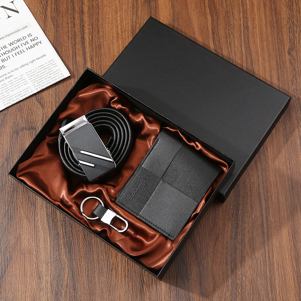 4-piece set (wallet + belt + buckle + keychain)