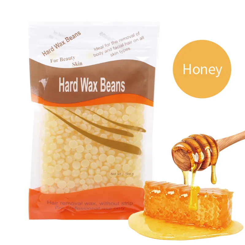 wholesale 100g hot glitter hard depilatory wax heater beans honey kit cera depilatoria private label hair removal waxing bead