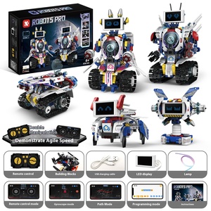 Robot de deformación eléctrica para niños, ensamblaje DIY, rompecabezas, bloques de construcción, programación, juegos de iluminación, Material plástico incluido