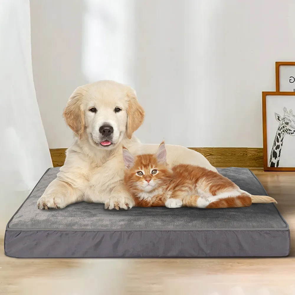 Large Dog Box Bed with Egg Foam & Soft Short Plush Waterproof Pet Bed Washable Removable Removable pet bed