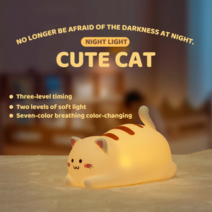 All'ingrosso Mini luce notturna a forma di gatto con telecomando a tre livelli con controllo tattile per bambini luce notturna in Silicone - Product Image 4