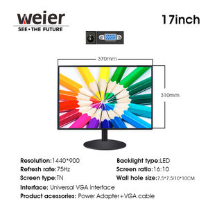 Tektop-monitor de 17 pulgadas, dispositivo electrónico para conectar CD omputer, ignal