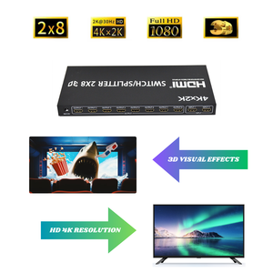 2X8 <strong>HDMI</strong> Splitter Full HD 4K 3D Video <strong>HDMI</strong> <strong>Switcher</strong> 2x8 Split <strong>2</strong> in <strong>8</strong> Out Dual Display for PS3 Xbox PC to HD TV Monitor Projector - Product Image 2