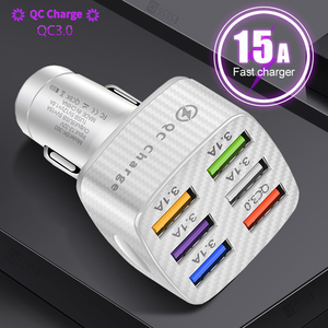 6 USB portu ile özel Mini araba şarjı süper hızlı QC3.0 Mini sigara adaptörü ile cep telefonu için elektrikli araç şarj cihazı araba şarjı - Product Image 4
