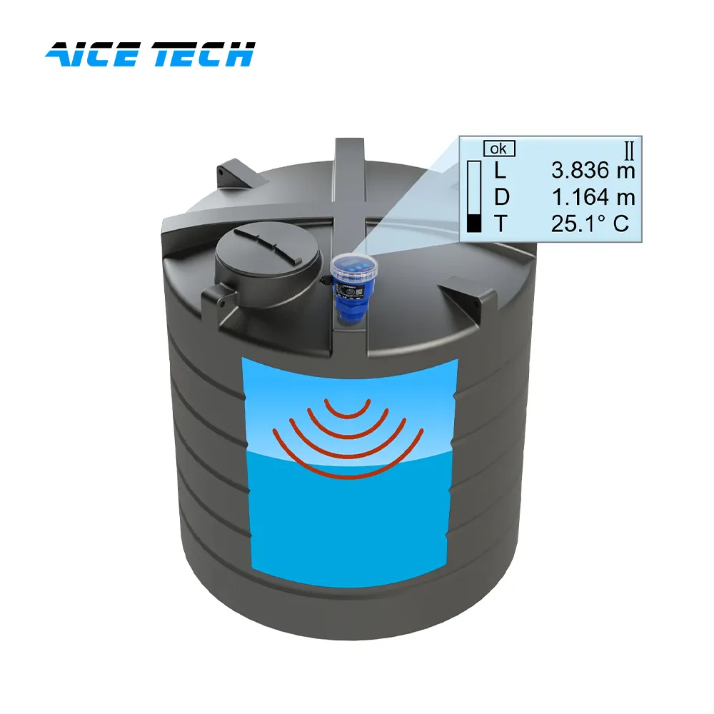 Aice TECH 4-20 mA มาตรวัดระดับถังน้ำทรานสมิตเตอร์ RS485เซ็นเซอร์แบบอัลตราโซนิค