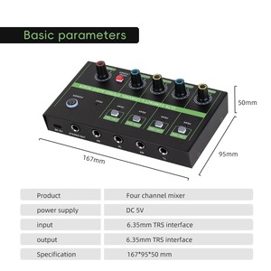 <strong>4</strong> in 1out Mini Stereo <strong>4</strong> Channel 3.5 mm <strong>Audio</strong> Mixer Speakers Stereo Mono <strong>Output</strong> <strong>Input</strong> <strong>4</strong>-in-<strong>1</strong> Low-noise Microphone <strong>4</strong>-way Mixer