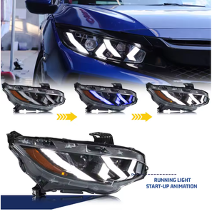 ไฟหน้า LED สำหรับฮอนด้าสำหรับ Civic สำหรับ10th Gen FK Sedan hatchback Type-R Start-up Animation สัญญาณการติดตั้งเครื่องยนต์ตามลำดับ - Product Image 3