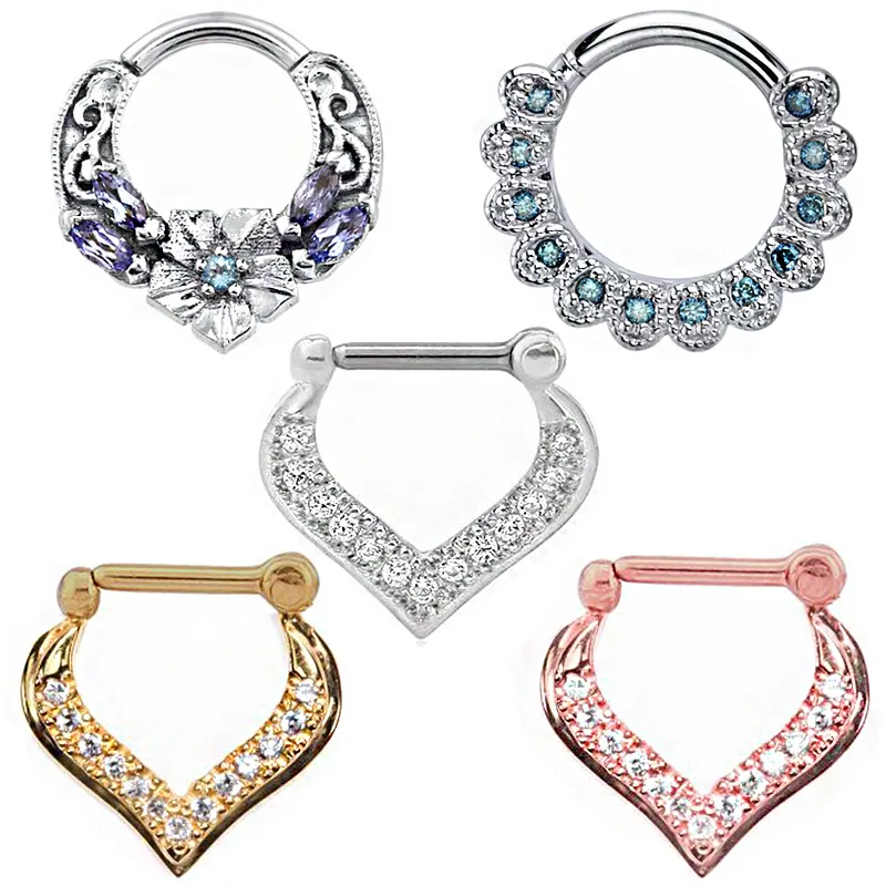 En Stock Piercing Septum Non Clip d'oreille nez converti Cool industriel bijoux pas de Piercing boucle d'oreille pour femme anneau Segmengt