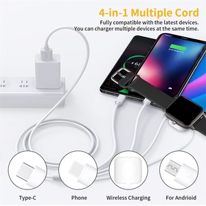 Trend yeni kare 4-in-1 kablosuz şarj tipi C hızlı şarj kablosu için akıllı saat cep telefonu şarj USB C veri kablosu - Product Image 2