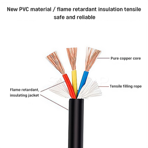 高品质铜芯导体电气RVV 2x 0.75mm 4x2.5mm 3x0.75mm2 4x1.5mm2电力电缆 - Product Image 3