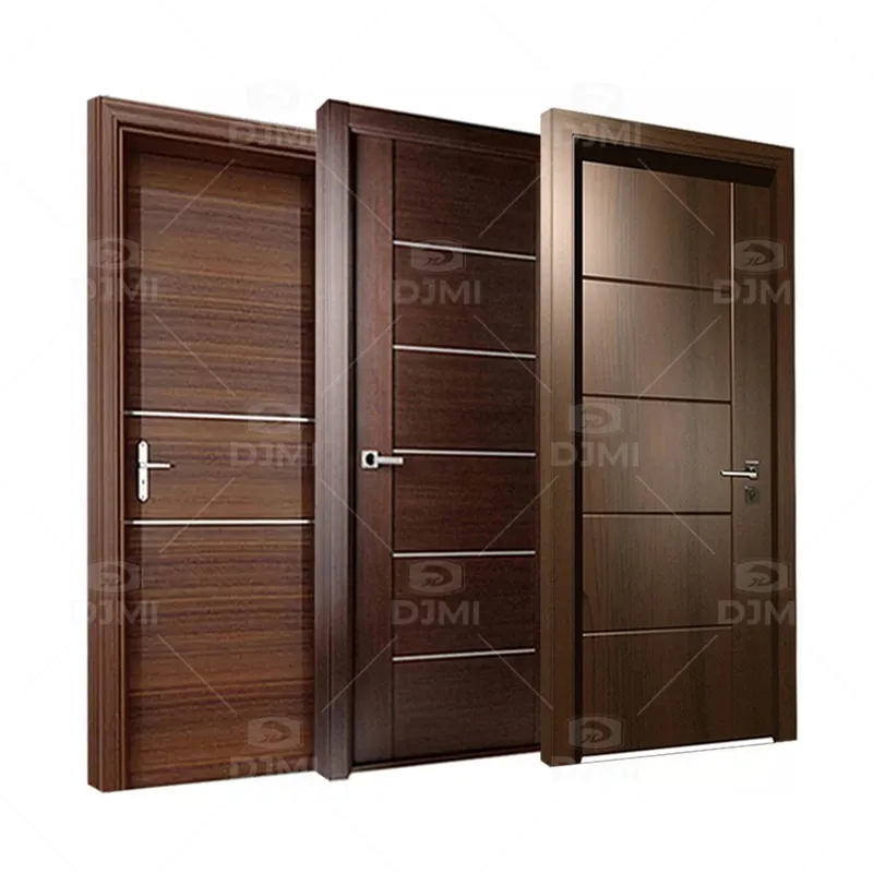 Puerta principal de madera maciza de nogal negro moderno, puerta Interior de habitación de madera para casas