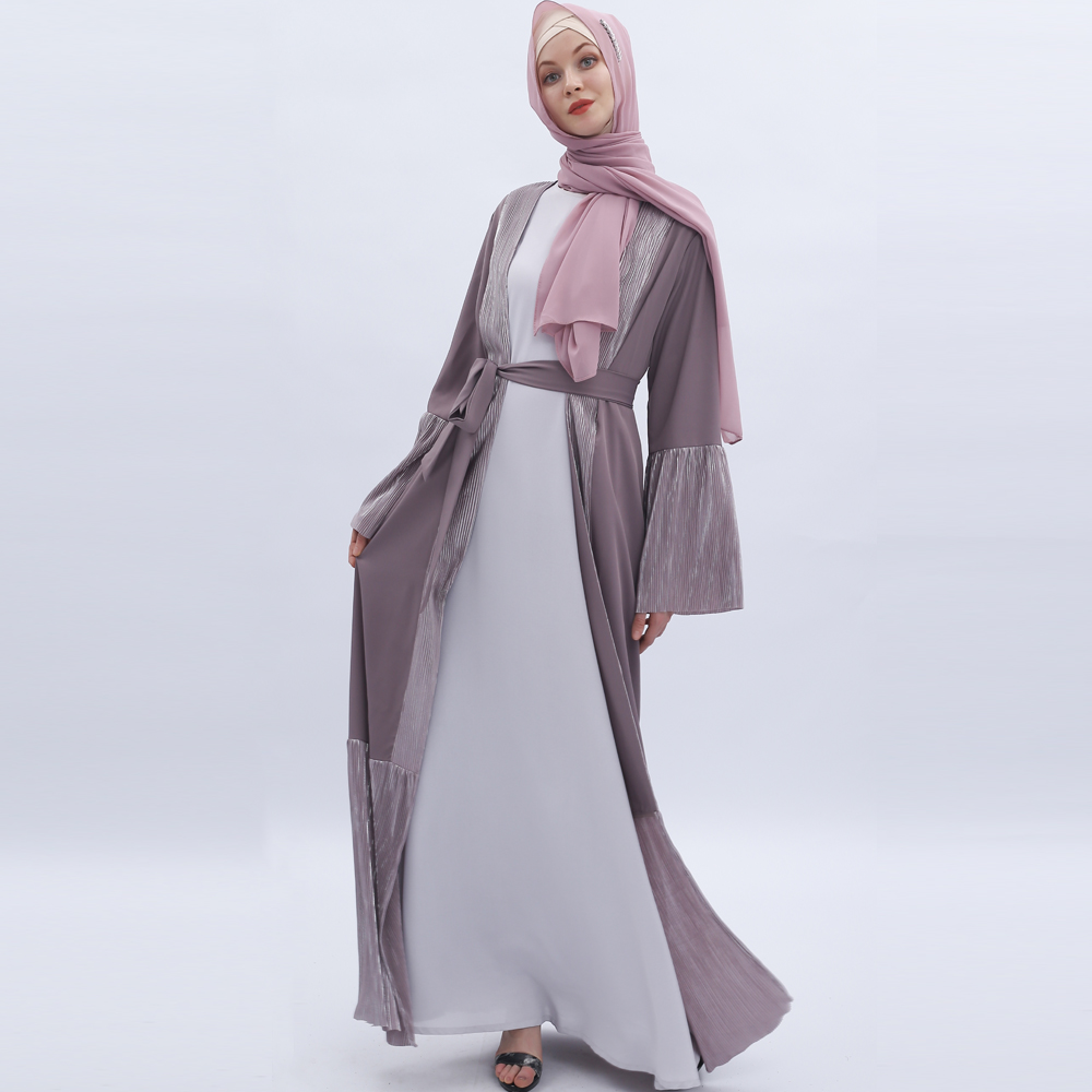 Women's Long Sleeve Maxi Dress Muslim Ramadan dress cardigan Arab outfit Islamic Arabic Style Casual Dress 9501