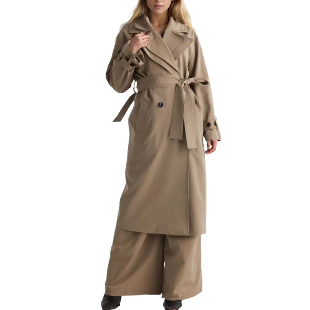 Moda personalizada de alta calidad Otoño Invierno mujer prendas de vestir exteriores con cinturón lluvia gabardina adulto largo para damas abrigos para mujeres