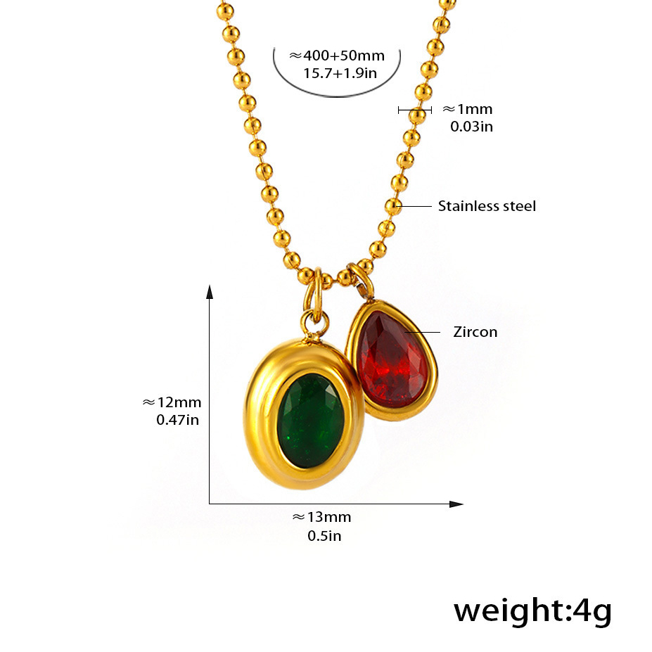 Two Pendants - Gold/Green/Red