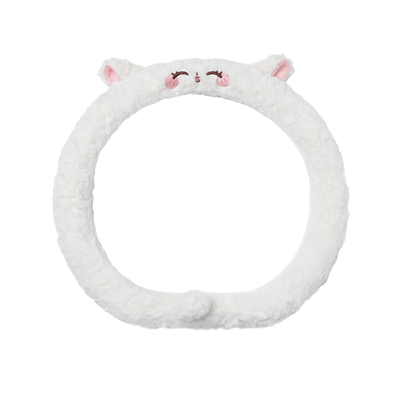 Couvre volant en cuir d'agneau brossé fourrure de lapin 38d