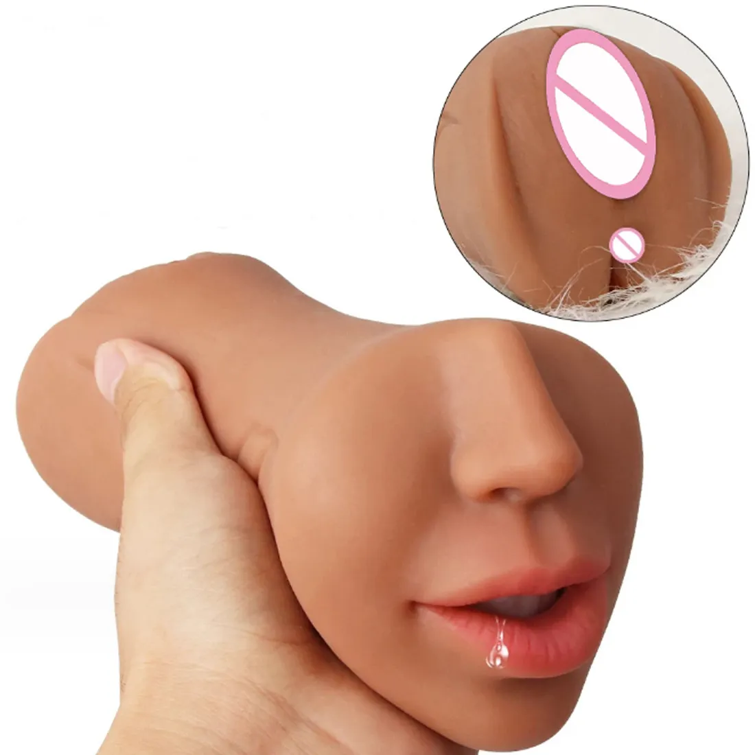 Mainan seks dildo untuk pria, Masturbator pria realistis, mulut pesawat Cup pock Vagina barang intim tenggorokan dalam lubang ganda