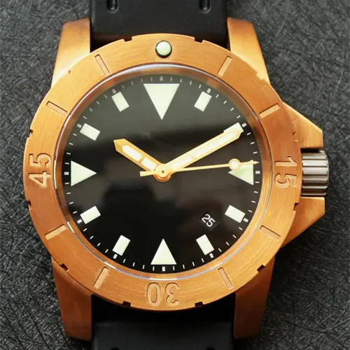 Top Luxusmarke maßge schneiderte automatische Bronze Taucher uhr mit Silikon band Zifferblatt Herstellung Uhren