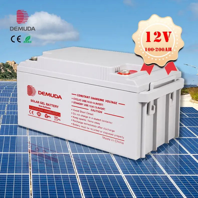 Demuda Oplaadbare 12V 100ah Gel Batterie 150ah 200ah Zonne-energie Opslag Lood-zuur Batterijen Voor Zonnepaneel Inverter Systeem