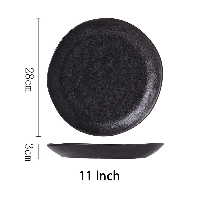 Assiette noire de 11 pouces
