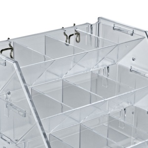Multifunctional Plastic Hanging <strong>Step</strong> <strong>Display</strong> 12 Compartment <strong>Three</strong>-Tier Shelf on Pegboard Slatwall or <strong>Counter</strong> - Product Image 3