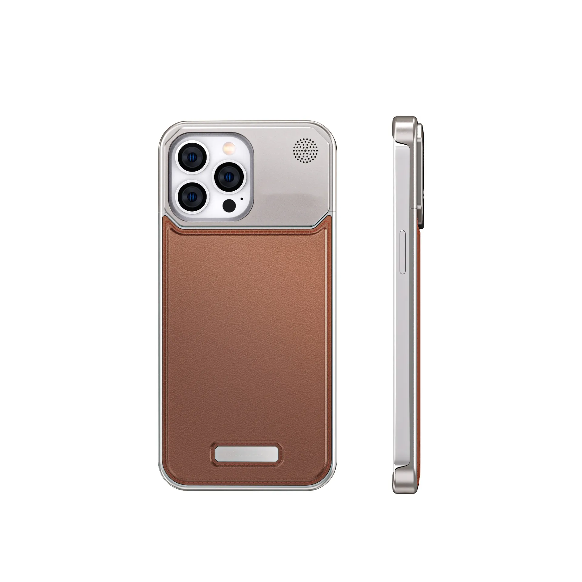 Casing ponsel kulit logam mewah, penutup telepon genggam aroma aluminium magnetik untuk Iphone 13 14 15 Pro Max